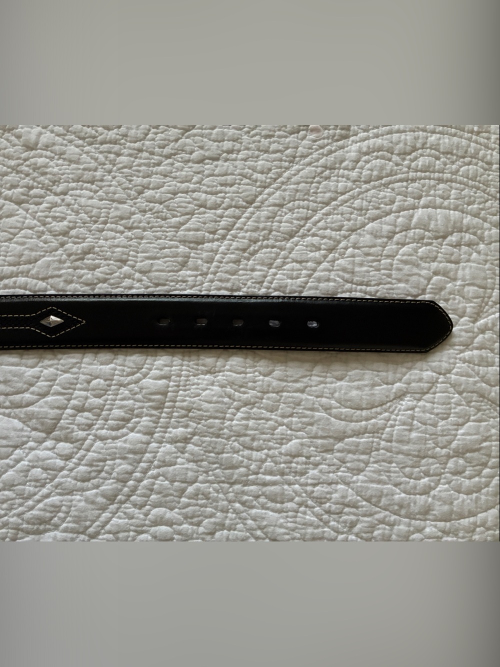 Nocona Classic Black Leather Belt with Contrast Stitching - Picture 3 of 7